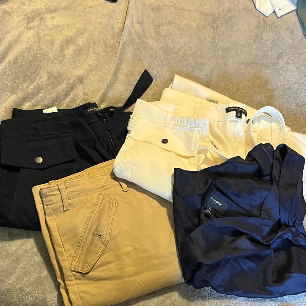 Banana Republic Black, Cream, and Tan Ankle Pants Collection